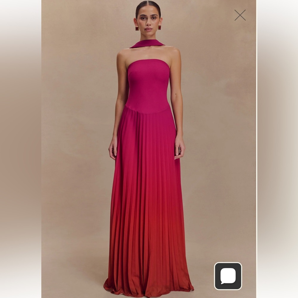 Meshki Caira Chiffon Scarf Maxi Dress - Ombre Dark Pink